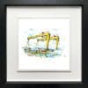 Belfast Docks, a print by Kathryn Callaghan, shown in a deluxe black frame.