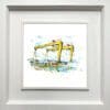 Belfast Docks, a print by Kathryn Callaghan, shown in a deluxe white frame.