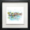 A print of Ha'penny Bridge in Dublin by Kathryn Callaghan shown in a deluxe black and white frame.