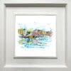 A print of Ha'penny Bridge in Dublin by Kathryn Callaghan shown in a deluxe white frame.