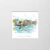 A digital mockup showing how a miniature print of Ha'penny Bridge, Dublin by Kathryn Callaghan will look presented in a 23cm mount. Ha'penny Bridge, Dublin features the eponymous bridge stretching from one bank of the Liffey in Dublin City Centre.