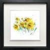 A vivid daffodil print by Kathryn Callaghan, named 'Happy Days', displayed in a Deluxe two-part Black and White frame.