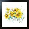 A vivid daffodil print by Kathryn Callaghan, named 'Happy Days', displayed in a Standard Black Frame.