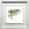 A print of a barn owl named 'Hover' by Kathryn Callaghan shown in a Deluxe White Frame.