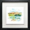 A landscape print by Kathryn Callaghan, named 'Set Sail, Strangford Lough', displayed in a Deluxe Black frame.