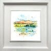 A landscape print by Kathryn Callaghan, named 'Set Sail, Strangford Lough', displayed in a Deluxe White frame.