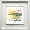 A landscape print by Kathryn Callaghan, named 'The Mournes at Sunset', displayed in a Deluxe White frame.