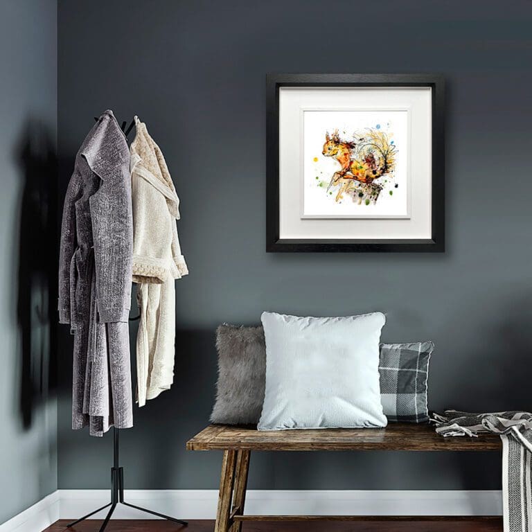 Happy Go Lucky, a Kathryn Callaghan Print in a Deluxe Black Frame in Situ