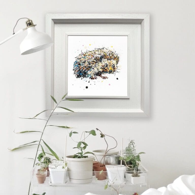 Tiny Steps, a Kathryn Callaghan print, shown in a Deluxe WHite Frame in Situ