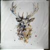 An extra large 60x60cm print of Aura by Kathryn Callaghan, which features a golden brown coloured stag bust staring inspiringly at the viewer.
