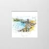A digital mockup showing how a miniature print of Bangor Pier by Kathryn Callaghan will look presented in a 23cm mount. Bangor Pier features the pier, harbour and lighthouse of Bangor, County Down.