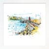 Bangor Pier, a landscape print by Kathryn Callaghan, presented in a standard white frame.