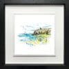 Benone Strand, a landscape print by Kathryn Callaghan, presented in a deluxe black frame.