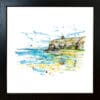 Benone Strand, a landscape print by Kathryn Callaghan, presented in a standard black frame.