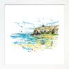 Benone Strand, a landscape print by Kathryn Callaghan, presented in a standard white frame.