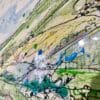 A close up showing the texture surface of an original painting of Glens of Antrim by Kathryn Callaghan.