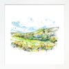 Glens of Antrim, a landscape print by Kathryn Callaghan, presented in a standard white frame.