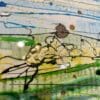 A close up showing the texture surface of an original painting of The Mournes from Murlough by Kathryn Callaghan.