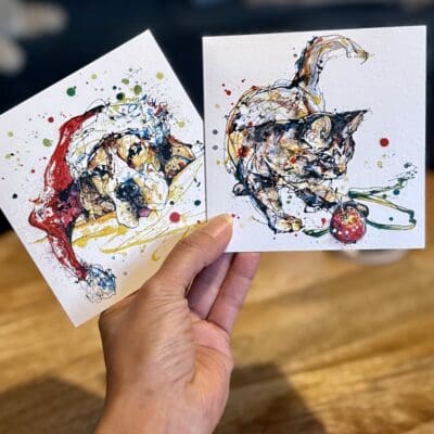 christmas cat and dog cards