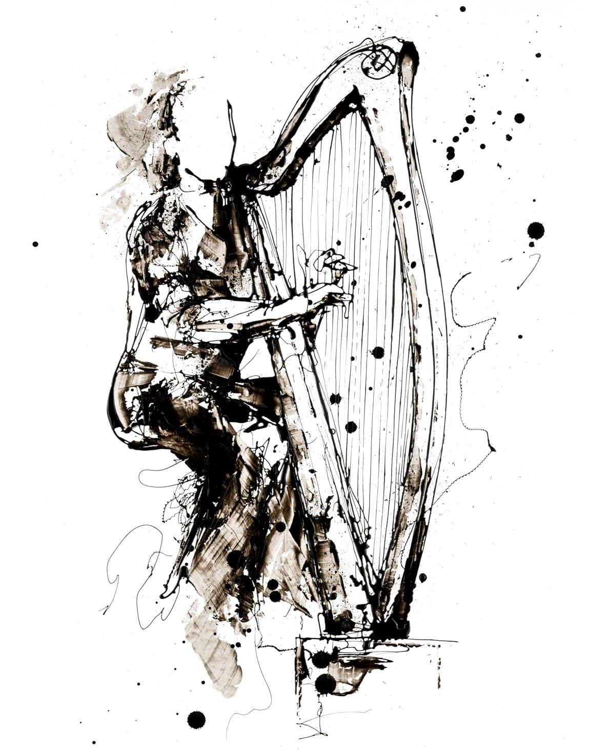 The Quiet Of Strings - Harp Print